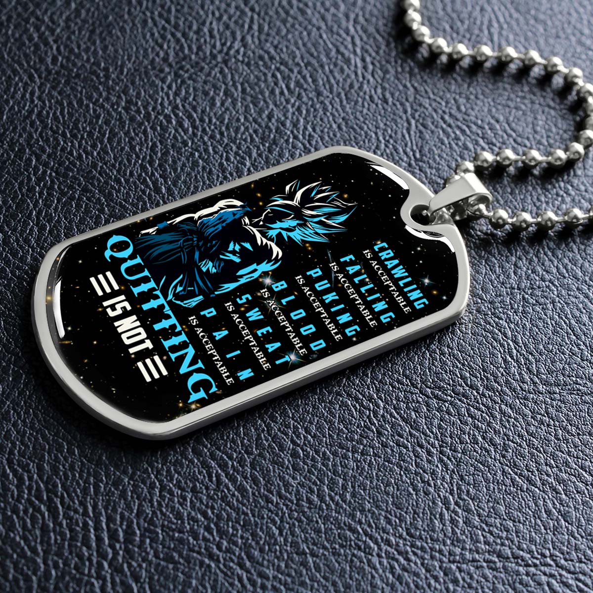Dragon Ball - DRDL015 - Quitting Is Not - Goku - Supper Saiyan Blue - Dragon Ball Dog Tag - Military Ball Chain - Luxury Dog Tag