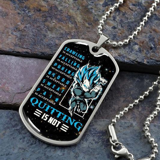 Dragon Ball - DRDL016 - Quitting Is Not - Vegeta - Supper Saiyan Blue - Dragon Ball Dog Tag - Military Ball Chain - Luxury Dog Tag
