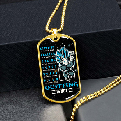 Dragon Ball - DRDL016 - Quitting Is Not - Vegeta - Supper Saiyan Blue - Dragon Ball Dog Tag - Military Ball Chain - Luxury Dog Tag