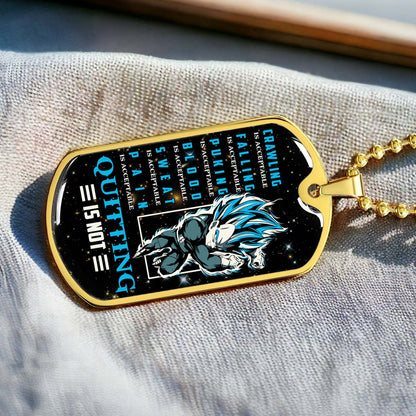 Dragon Ball - DRDL016 - Quitting Is Not - Vegeta - Supper Saiyan Blue - Dragon Ball Dog Tag - Military Ball Chain - Luxury Dog Tag
