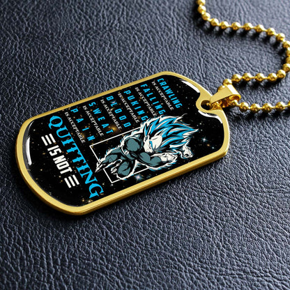 Dragon Ball - DRDL016 - Quitting Is Not - Vegeta - Supper Saiyan Blue - Dragon Ball Dog Tag - Military Ball Chain - Luxury Dog Tag