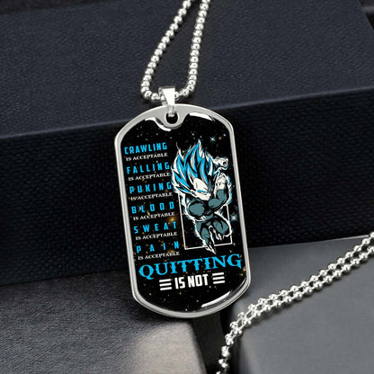Dragon Ball - DRDL016 - Quitting Is Not - Vegeta - Supper Saiyan Blue - Dragon Ball Dog Tag - Military Ball Chain - Luxury Dog Tag