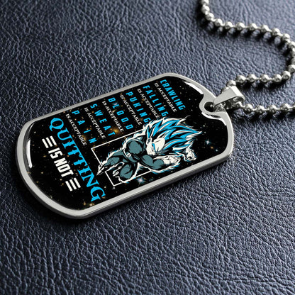 Dragon Ball - DRDL016 - Quitting Is Not - Vegeta - Supper Saiyan Blue - Dragon Ball Dog Tag - Military Ball Chain - Luxury Dog Tag