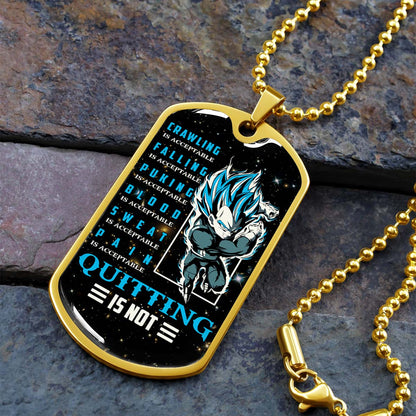 Dragon Ball - DRDL016 - Quitting Is Not - Vegeta - Supper Saiyan Blue - Dragon Ball Dog Tag - Military Ball Chain - Luxury Dog Tag
