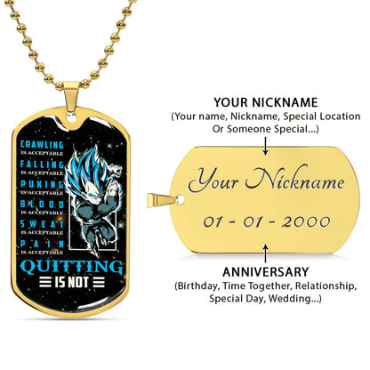Dragon Ball - DRDL016 - Quitting Is Not - Vegeta - Supper Saiyan Blue - Dragon Ball Dog Tag - Military Ball Chain - Luxury Dog Tag