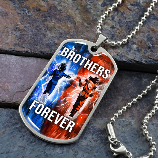 Dragon Ball - DRDL017 - Brothers Forever - Goku - Vegeta - Dragon Ball Dog Tag - Military Ball Chain - Luxury Dog Tag