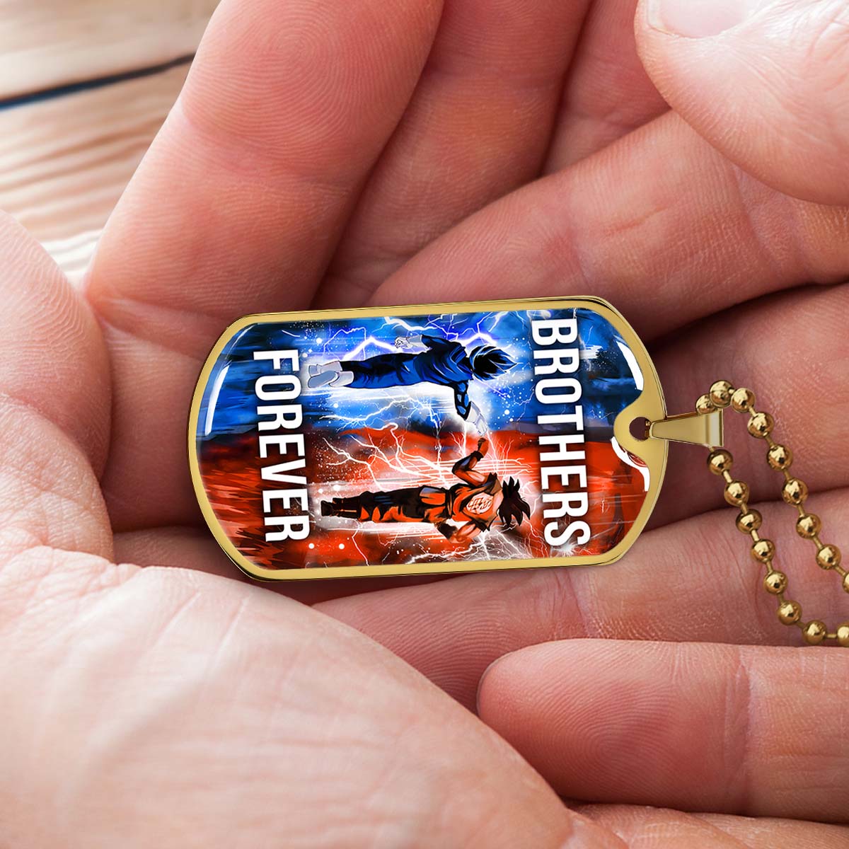 Dragon Ball - DRDL017 - Brothers Forever - Goku - Vegeta - Dragon Ball Dog Tag - Military Ball Chain - Luxury Dog Tag
