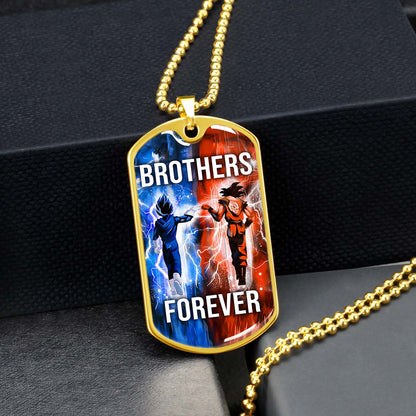 Dragon Ball - DRDL017 - Brothers Forever - Goku - Vegeta - Dragon Ball Dog Tag - Military Ball Chain - Luxury Dog Tag