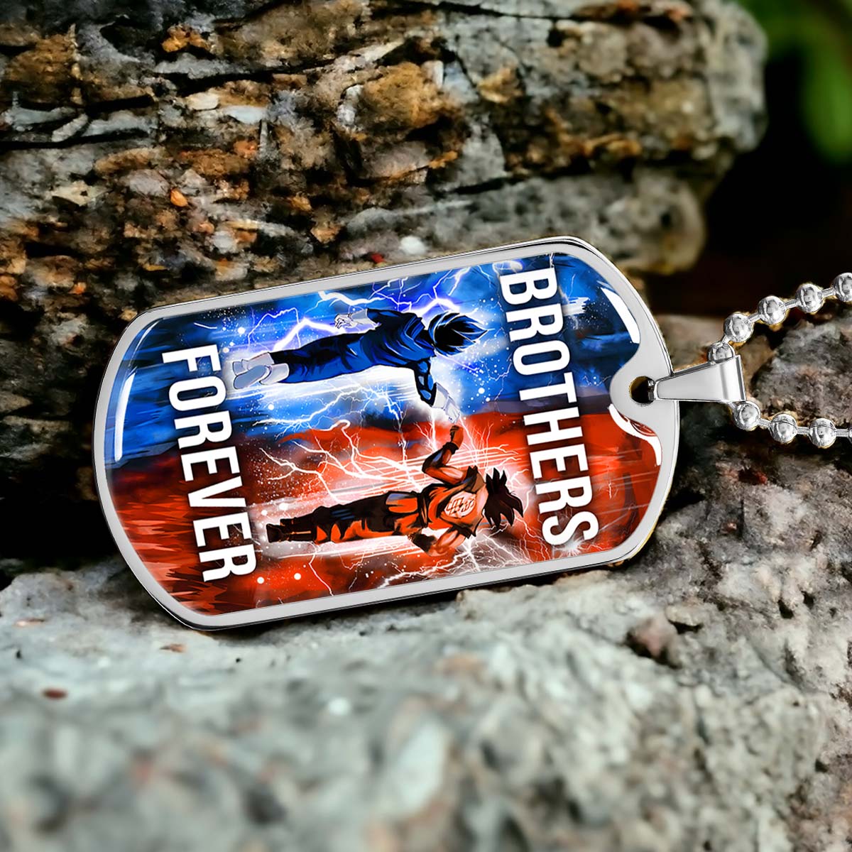 Dragon Ball - DRDL017 - Brothers Forever - Goku - Vegeta - Dragon Ball Dog Tag - Military Ball Chain - Luxury Dog Tag