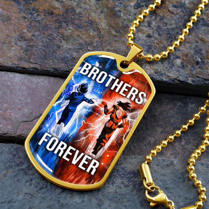 Dragon Ball - DRDL017 - Brothers Forever - Goku - Vegeta - Dragon Ball Dog Tag - Military Ball Chain - Luxury Dog Tag
