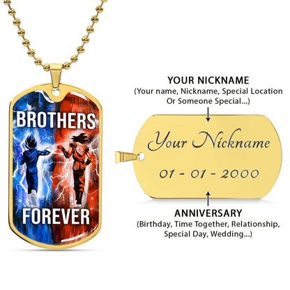 Dragon Ball - DRDL017 - Brothers Forever - Goku - Vegeta - Dragon Ball Dog Tag - Military Ball Chain - Luxury Dog Tag