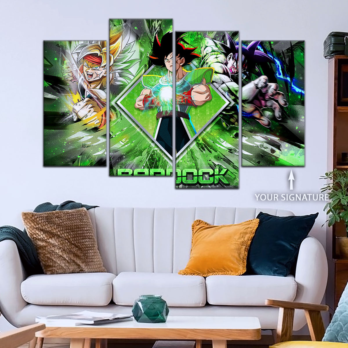 Dragon Ball Super Bardock Canvas Wall Art - 5 Piece Split Panel DBZ Anime Poster - Framed Ready to Hang Living Room Man Cave Decor - DR5002