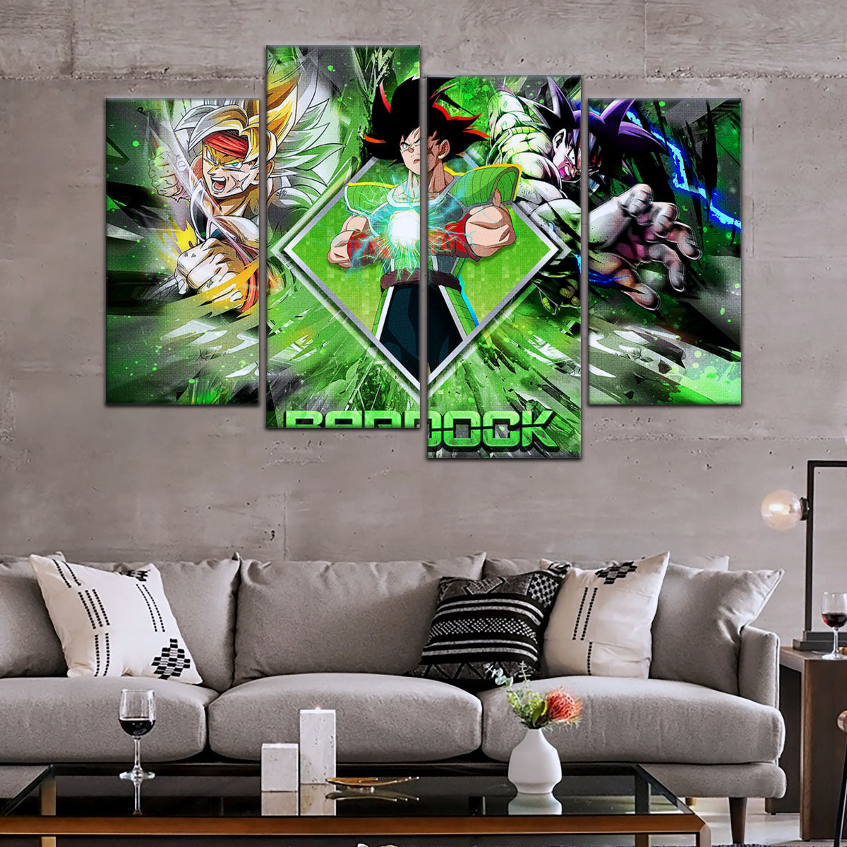 Dragon Ball Super Bardock Canvas Wall Art - 5 Piece Split Panel DBZ Anime Poster - Framed Ready to Hang Living Room Man Cave Decor - DR5002