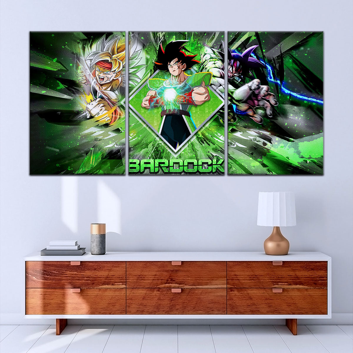 Dragon Ball Super Bardock Canvas Wall Art - 5 Piece Split Panel DBZ Anime Poster - Framed Ready to Hang Living Room Man Cave Decor - DR5002