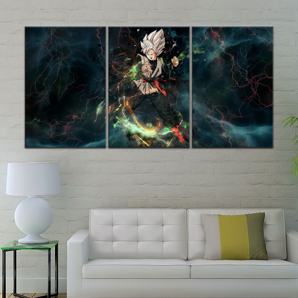 Dragon Ball Super Black Goku Canvas Wall Art - 5 Piece Split Panel DBZ Anime Poster - Framed Ready to Hang Living Room Man Cave Decor - DR5004