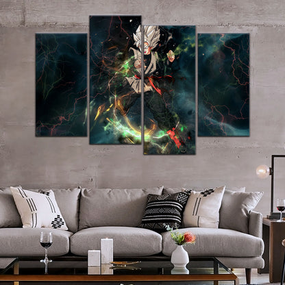 Dragon Ball Super Black Goku Canvas Wall Art - 5 Piece Split Panel DBZ Anime Poster - Framed Ready to Hang Living Room Man Cave Decor - DR5004