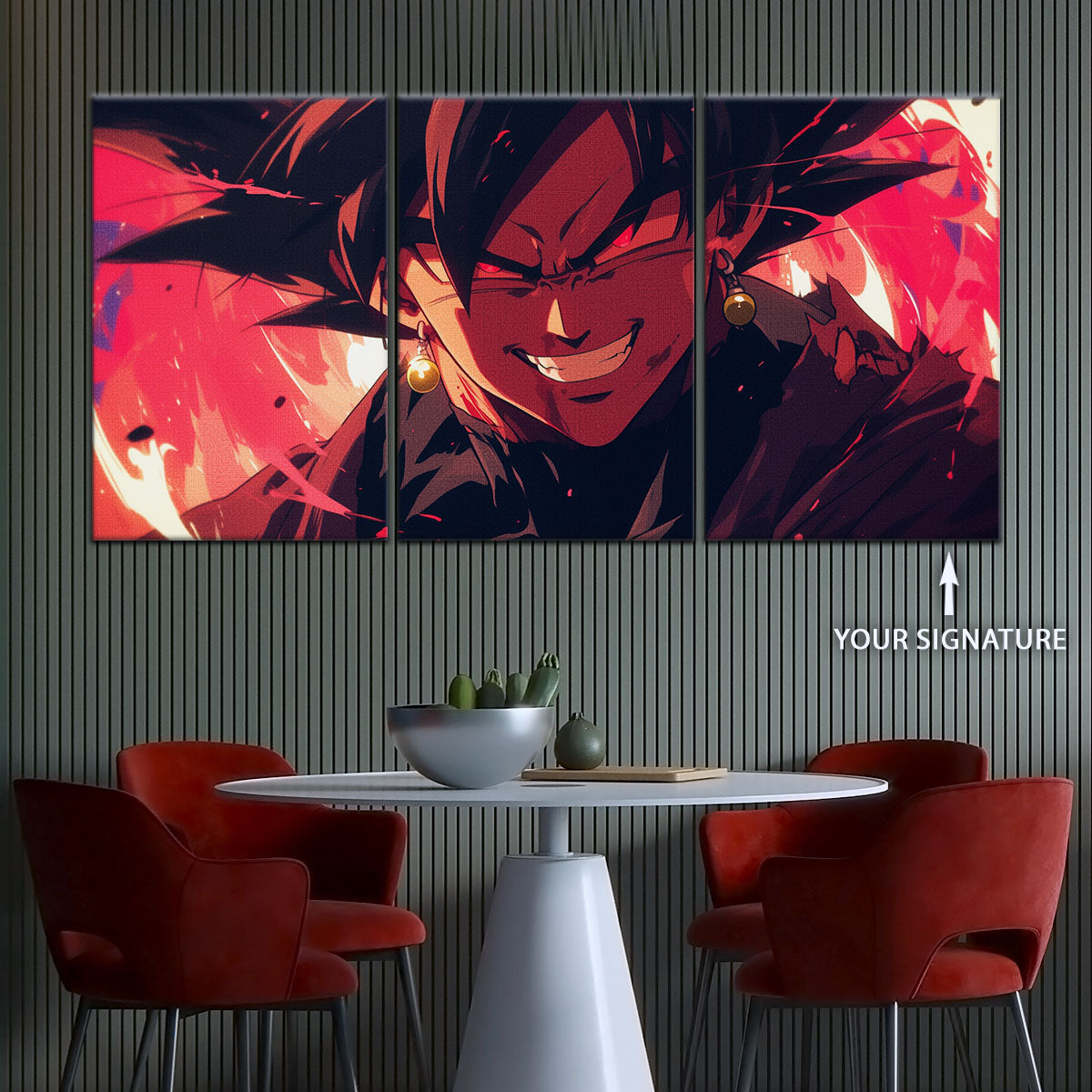 Dragon Ball Super Black Goku Canvas Wall Art - 5 Piece Split Panel DBZ Anime Poster - Framed Ready to Hang Living Room Man Cave Decor - DR5013