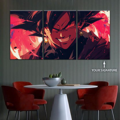 Dragon Ball Super Black Goku Canvas Wall Art - 5 Piece Split Panel DBZ Anime Poster - Framed Ready to Hang Living Room Man Cave Decor - DR5013