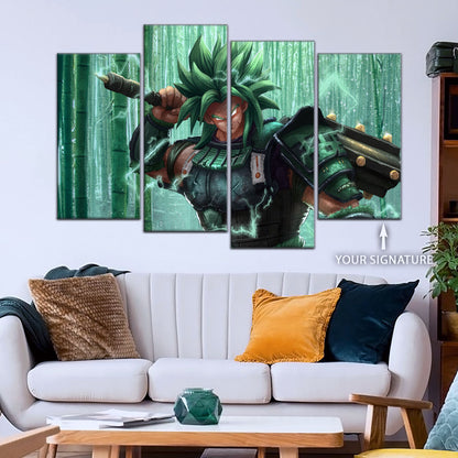 Dragon Ball Super Broly Green Armor Canvas Wall Art - 5 Piece Split Panel DBZ Anime Poster - Framed Ready to Hang Living Room Man Cave Decor - DR5023