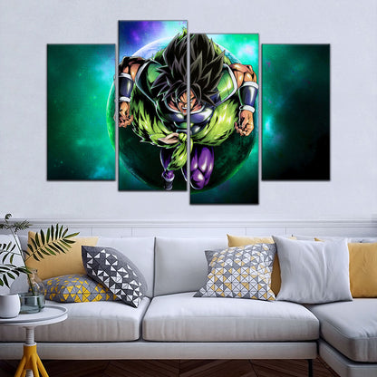 Dragon Ball Super Broly Unleashed Canvas Wall Art - 5 Piece Split Panel DBZ Anime Poster - Framed Ready to Hang Living Room Man Cave Decor - DR5015