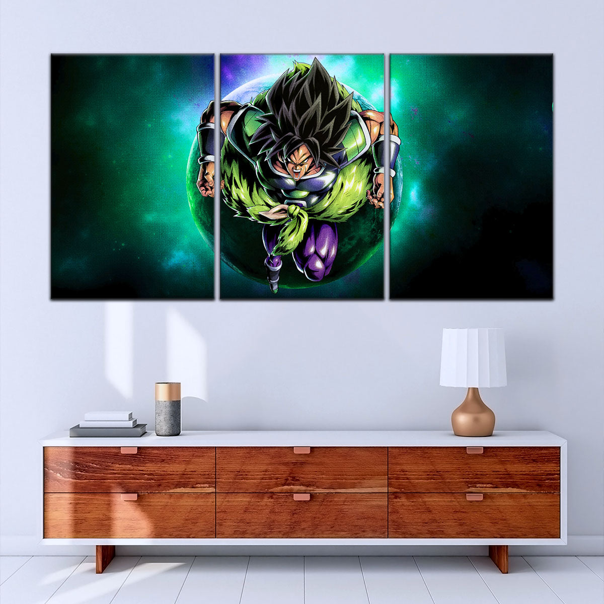 Dragon Ball Super Broly Unleashed Canvas Wall Art - 5 Piece Split Panel DBZ Anime Poster - Framed Ready to Hang Living Room Man Cave Decor - DR5015