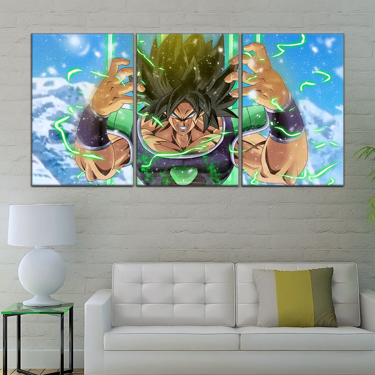 Dragon Ball Super Broly Unleashed Canvas Wall Art - 5 Piece Split Panel DBZ Anime Poster - Framed Ready to Hang Living Room Man Cave Decor - DR5016