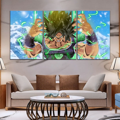 Dragon Ball Super Broly Unleashed Canvas Wall Art - 5 Piece Split Panel DBZ Anime Poster - Framed Ready to Hang Living Room Man Cave Decor - DR5016