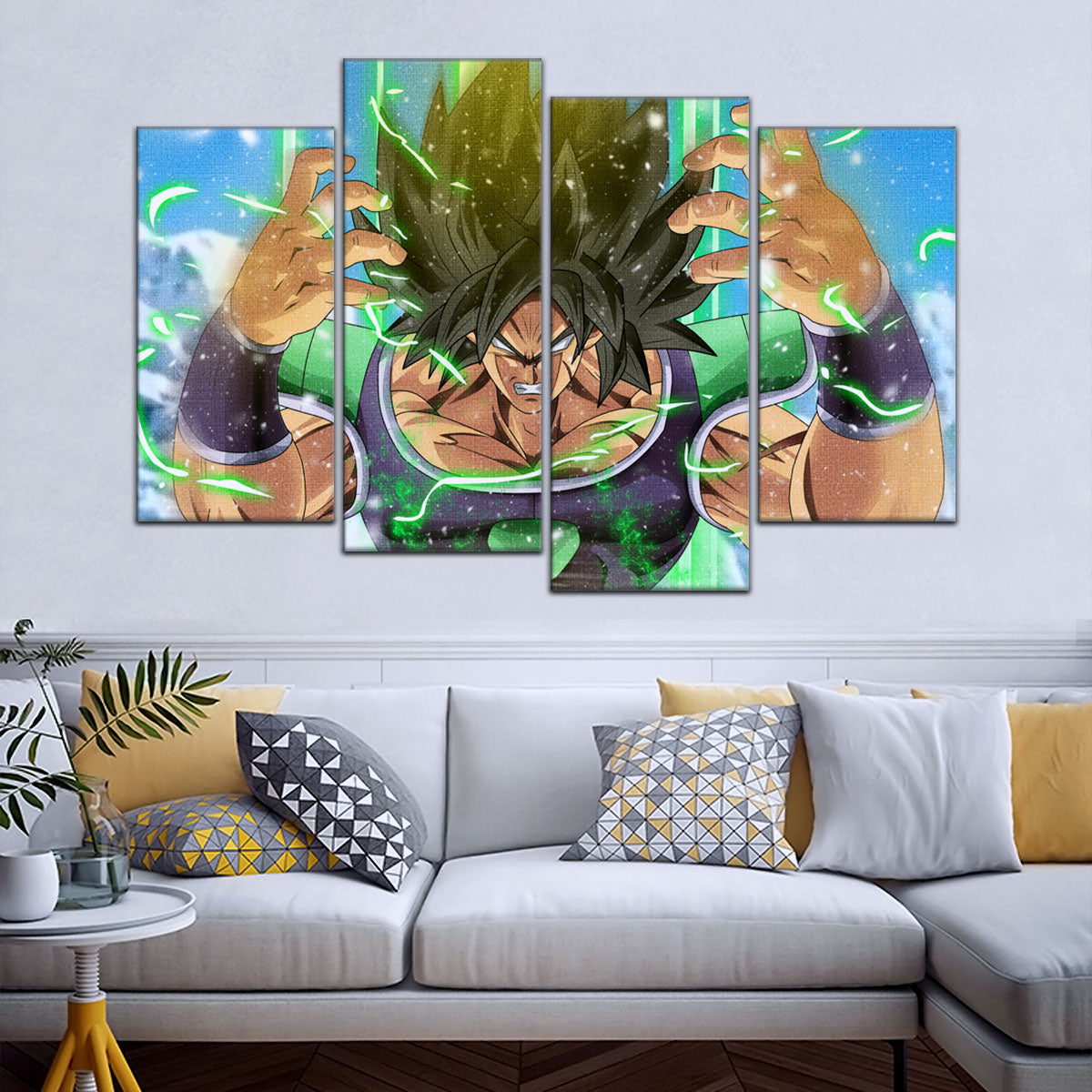 Dragon Ball Super Broly Unleashed Canvas Wall Art - 5 Piece Split Panel DBZ Anime Poster - Framed Ready to Hang Living Room Man Cave Decor - DR5016