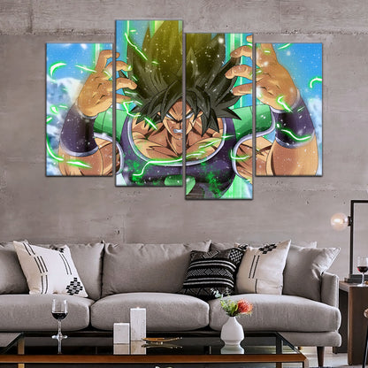 Dragon Ball Super Broly Unleashed Canvas Wall Art - 5 Piece Split Panel DBZ Anime Poster - Framed Ready to Hang Living Room Man Cave Decor - DR5016