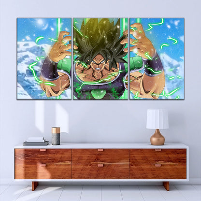 Dragon Ball Super Broly Unleashed Canvas Wall Art - 5 Piece Split Panel DBZ Anime Poster - Framed Ready to Hang Living Room Man Cave Decor - DR5016