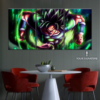 Dragon Ball Super Broly Unleashed Canvas Wall Art - 5 Piece Split Panel DBZ Anime Poster - Framed Ready to Hang Living Room Man Cave Decor - DR5017