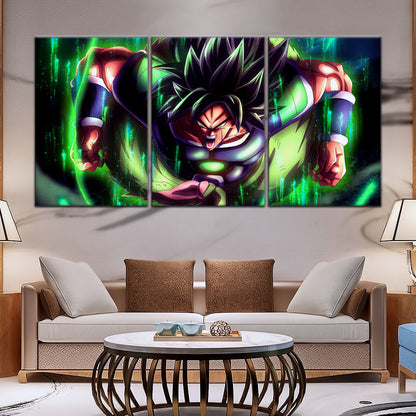 Dragon Ball Super Broly Unleashed Canvas Wall Art - 5 Piece Split Panel DBZ Anime Poster - Framed Ready to Hang Living Room Man Cave Decor - DR5017