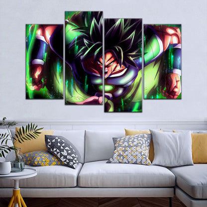 Dragon Ball Super Broly Unleashed Canvas Wall Art - 5 Piece Split Panel DBZ Anime Poster - Framed Ready to Hang Living Room Man Cave Decor - DR5017