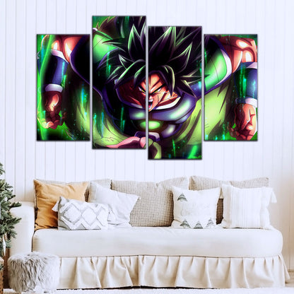 Dragon Ball Super Broly Unleashed Canvas Wall Art - 5 Piece Split Panel DBZ Anime Poster - Framed Ready to Hang Living Room Man Cave Decor - DR5017