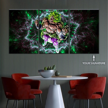 Dragon Ball Super Broly Unleashed Canvas Wall Art - 5 Piece Split Panel DBZ Anime Poster - Framed Ready to Hang Living Room Man Cave Decor - DR5018