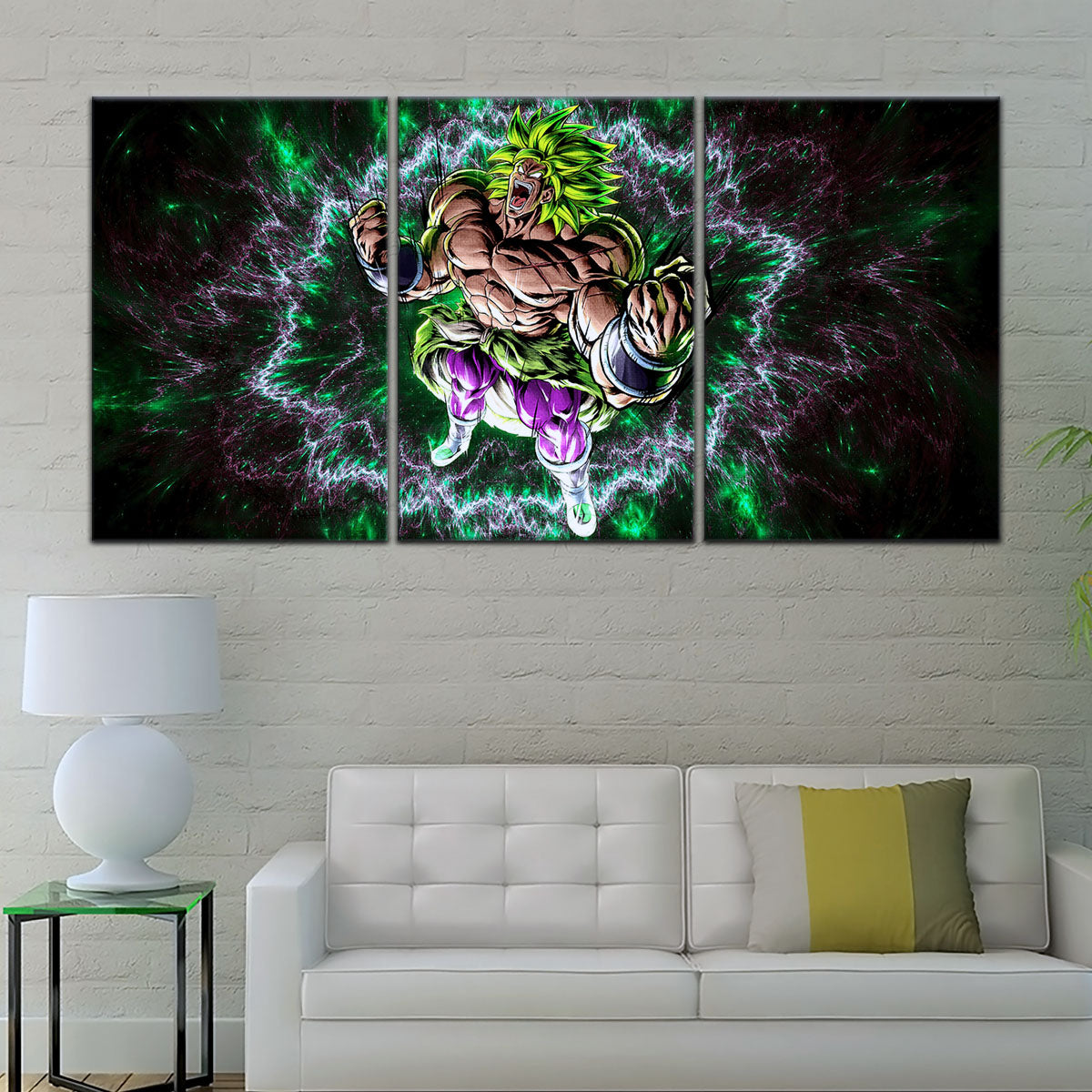 Dragon Ball Super Broly Unleashed Canvas Wall Art - 5 Piece Split Panel DBZ Anime Poster - Framed Ready to Hang Living Room Man Cave Decor - DR5018