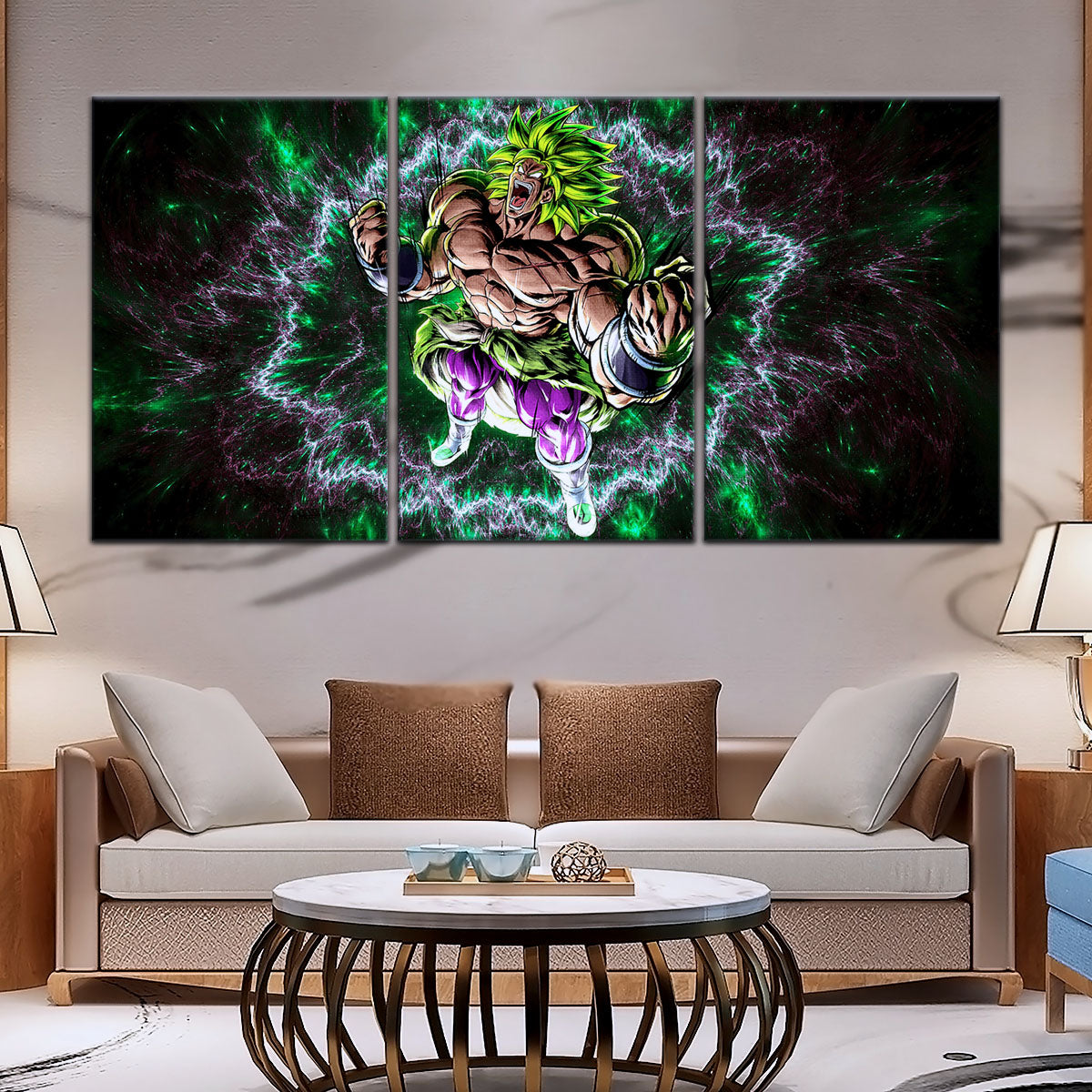 Dragon Ball Super Broly Unleashed Canvas Wall Art - 5 Piece Split Panel DBZ Anime Poster - Framed Ready to Hang Living Room Man Cave Decor - DR5018