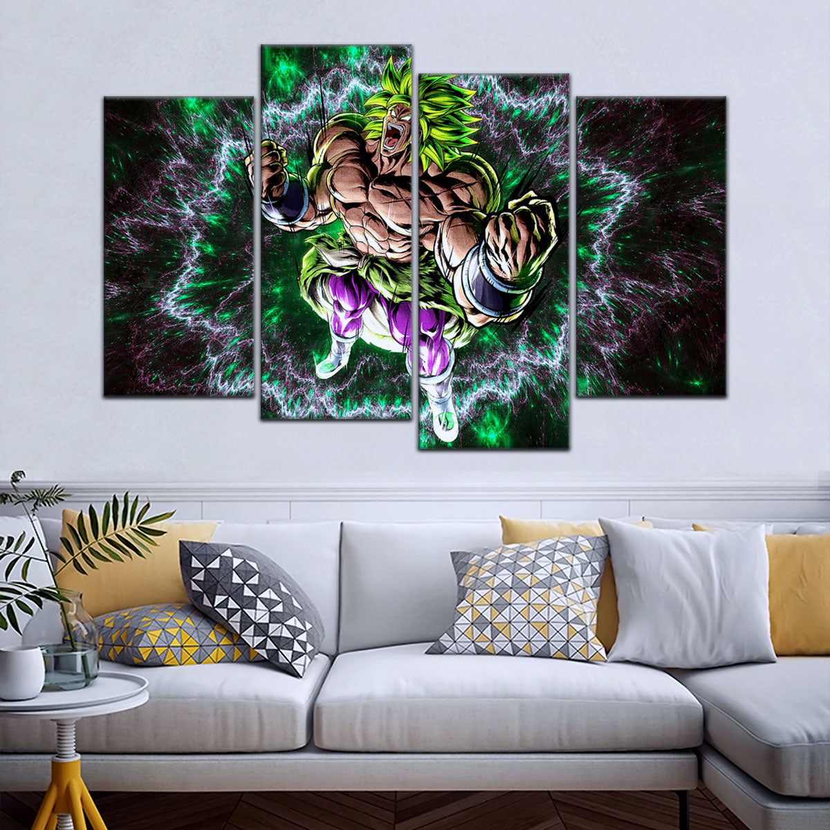 Dragon Ball Super Broly Unleashed Canvas Wall Art - 5 Piece Split Panel DBZ Anime Poster - Framed Ready to Hang Living Room Man Cave Decor - DR5018