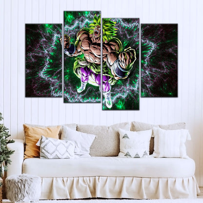 Dragon Ball Super Broly Unleashed Canvas Wall Art - 5 Piece Split Panel DBZ Anime Poster - Framed Ready to Hang Living Room Man Cave Decor - DR5018