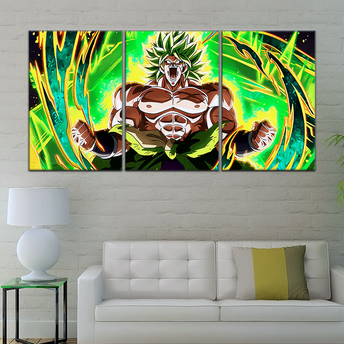 Dragon Ball Super Broly Unleashed Canvas Wall Art - 5 Piece Split Panel DBZ Anime Poster - Framed Ready to Hang Living Room Man Cave Decor - DR5019