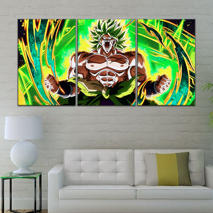 Dragon Ball Super Broly Unleashed Canvas Wall Art - 5 Piece Split Panel DBZ Anime Poster - Framed Ready to Hang Living Room Man Cave Decor - DR5019