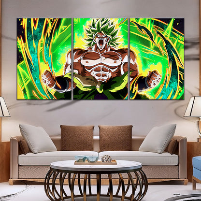Dragon Ball Super Broly Unleashed Canvas Wall Art - 5 Piece Split Panel DBZ Anime Poster - Framed Ready to Hang Living Room Man Cave Decor - DR5019