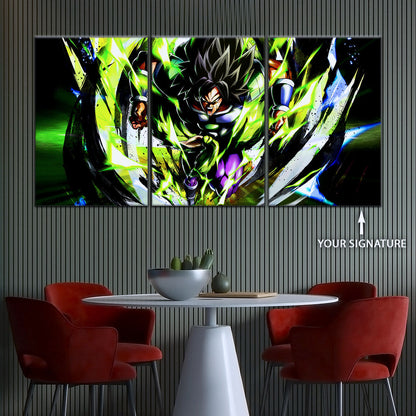 Dragon Ball Super Broly Unleashed Canvas Wall Art - 5 Piece Split Panel DBZ Anime Poster - Framed Ready to Hang Living Room Man Cave Decor - DR5020