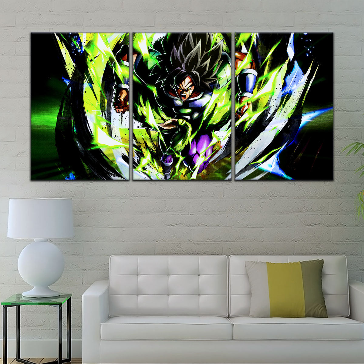 Dragon Ball Super Broly Unleashed Canvas Wall Art - 5 Piece Split Panel DBZ Anime Poster - Framed Ready to Hang Living Room Man Cave Decor - DR5020