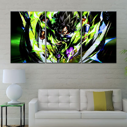 Dragon Ball Super Broly Unleashed Canvas Wall Art - 5 Piece Split Panel DBZ Anime Poster - Framed Ready to Hang Living Room Man Cave Decor - DR5020