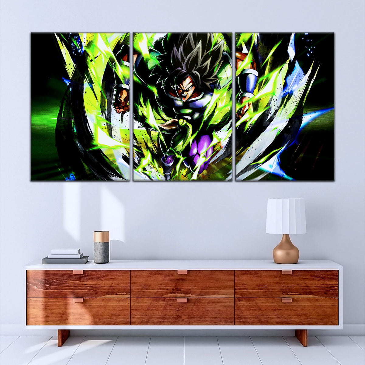 Dragon Ball Super Broly Unleashed Canvas Wall Art - 5 Piece Split Panel DBZ Anime Poster - Framed Ready to Hang Living Room Man Cave Decor - DR5020