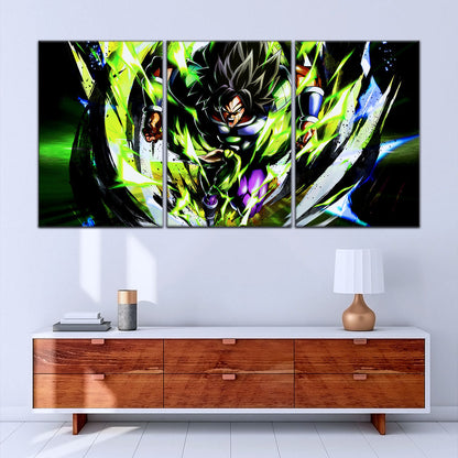 Dragon Ball Super Broly Unleashed Canvas Wall Art - 5 Piece Split Panel DBZ Anime Poster - Framed Ready to Hang Living Room Man Cave Decor - DR5020