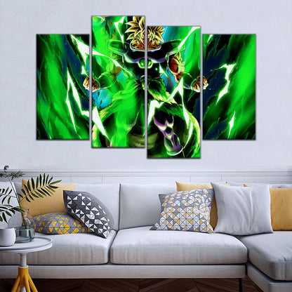 Dragon Ball Super Broly Unleashed Canvas Wall Art - 5 Piece Split Panel DBZ Anime Poster - Framed Ready to Hang Living Room Man Cave Decor - DR5021
