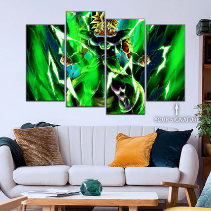 Dragon Ball Super Broly Unleashed Canvas Wall Art - 5 Piece Split Panel DBZ Anime Poster - Framed Ready to Hang Living Room Man Cave Decor - DR5021