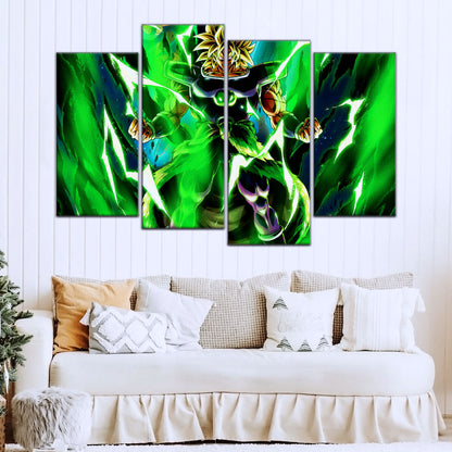 Dragon Ball Super Broly Unleashed Canvas Wall Art - 5 Piece Split Panel DBZ Anime Poster - Framed Ready to Hang Living Room Man Cave Decor - DR5021